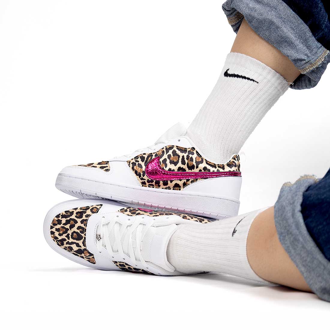 Nike court leopardate con swoosh fucsia reflex