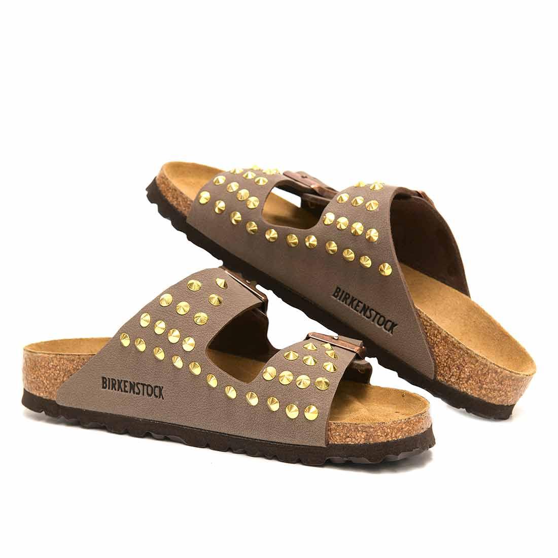Birkenstock Arizona Marroni con borchie Oro Spedizione GRATIS