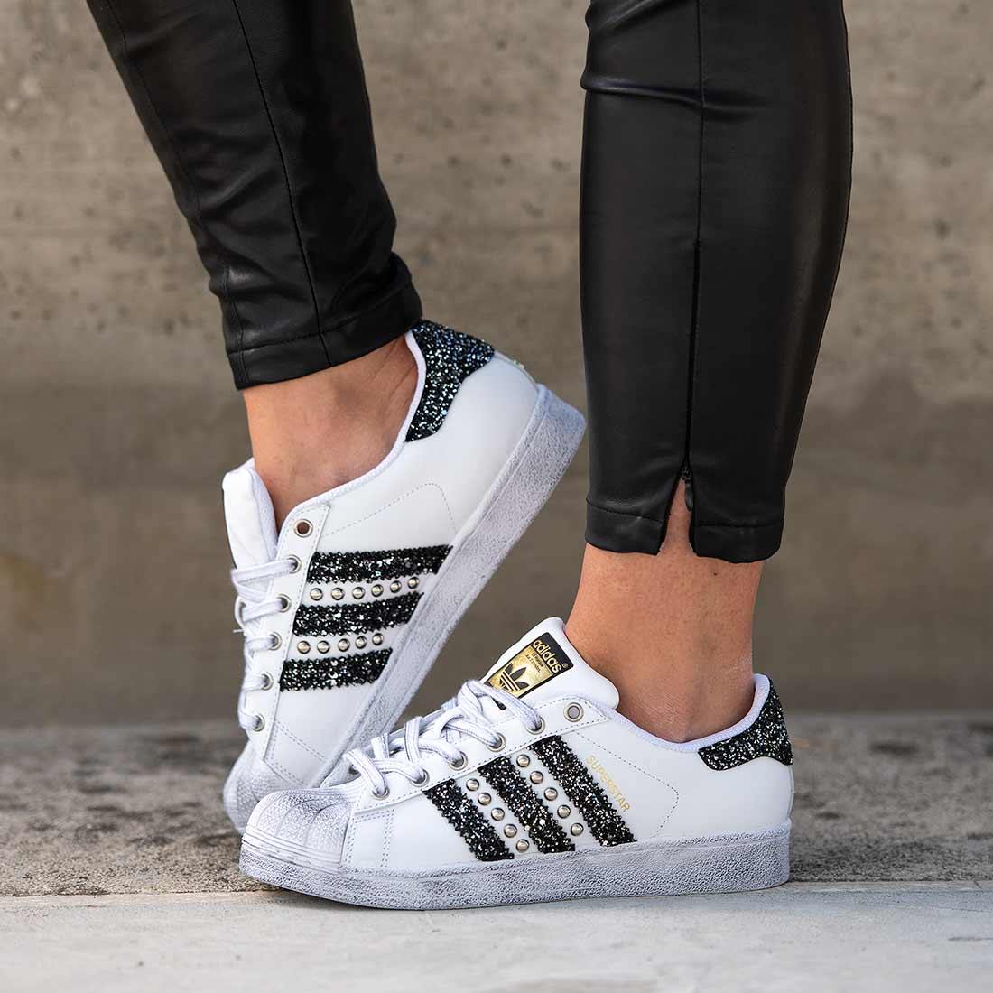 Adidas Superstar Borchie e Glitter Nero Spedizione GRATIS 24h