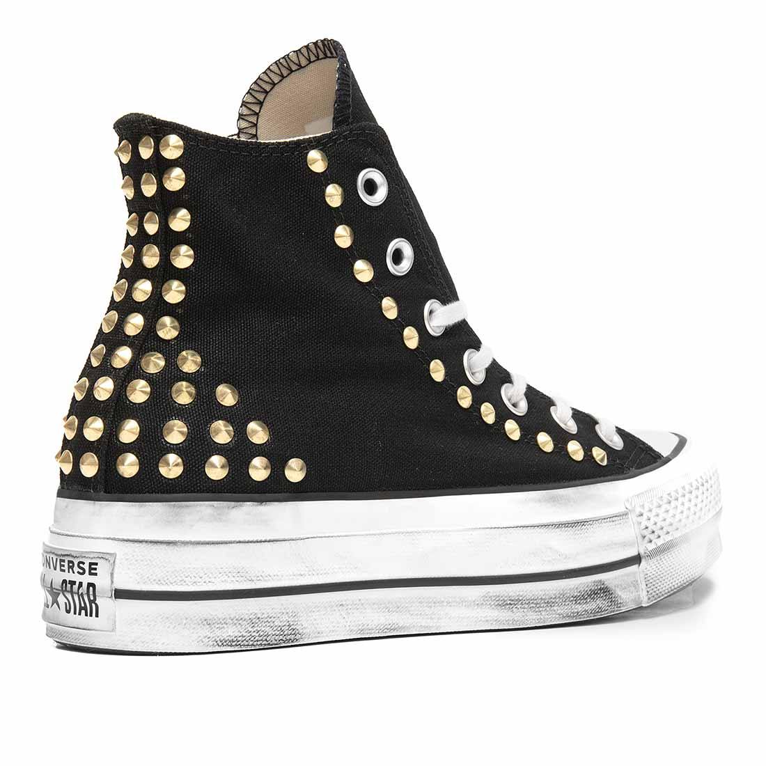 IOOI Cintura Borchiata A 3 File A Piramide, Cintura Nera Nera Basic - Foto 8