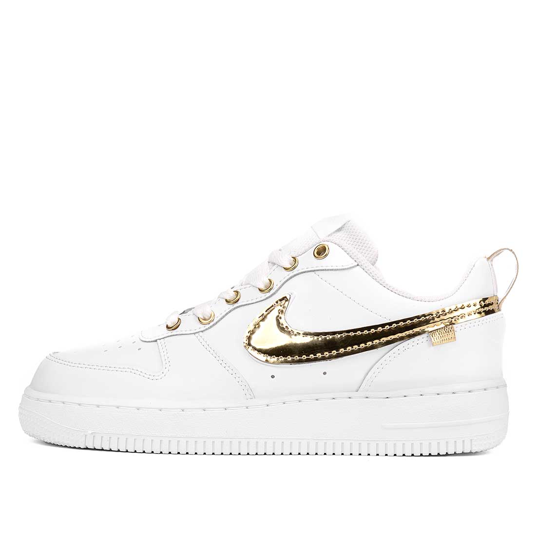 AF1 con swoosh oro a specchio e occhielli oro
