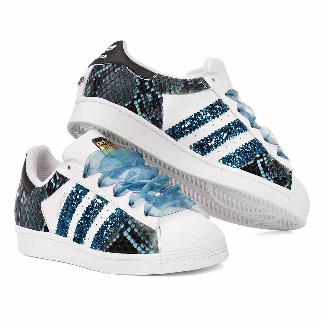 Adidas animalier pitone azzurro con brillantini blu 