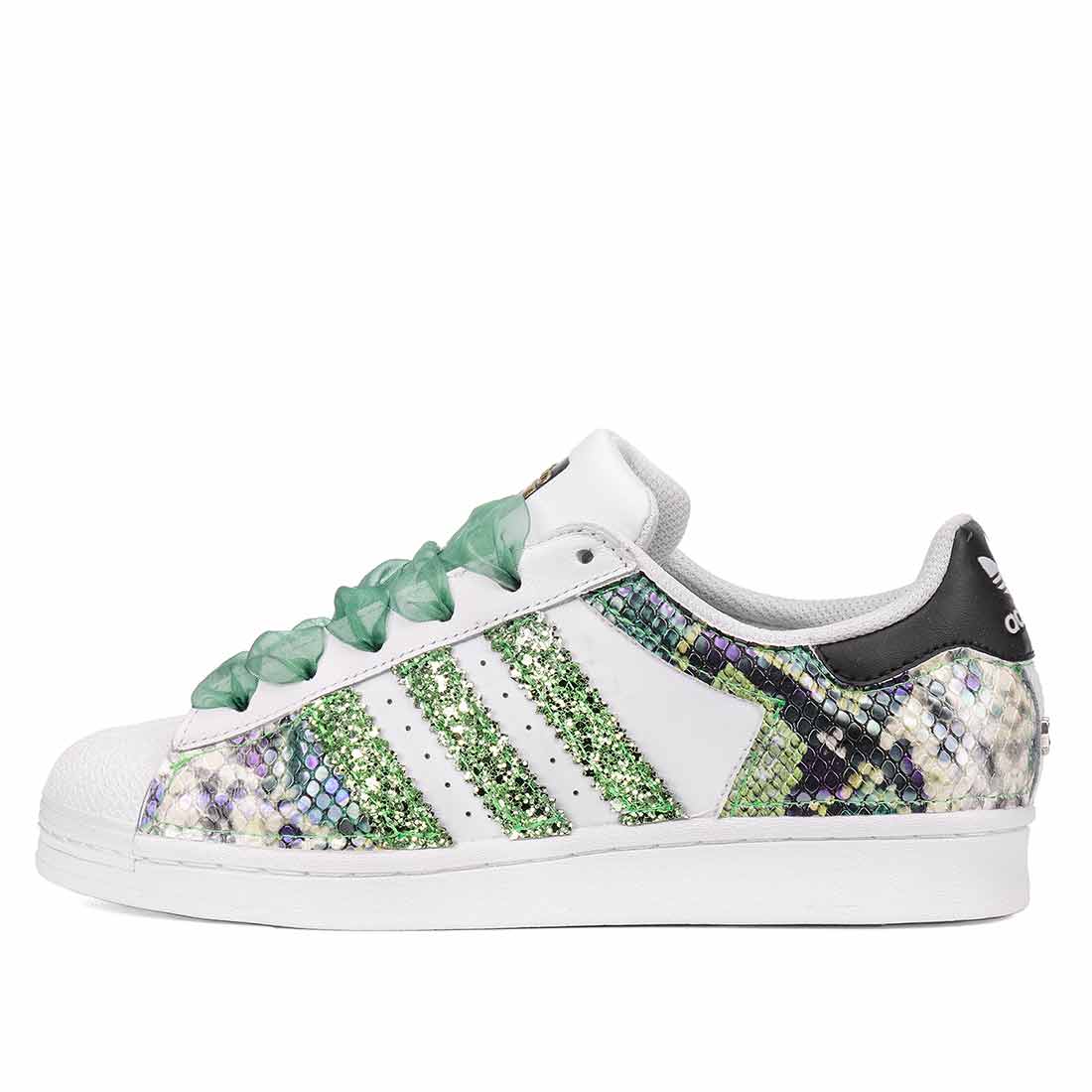 Adidas con bande brillantinate verdi pitone verde