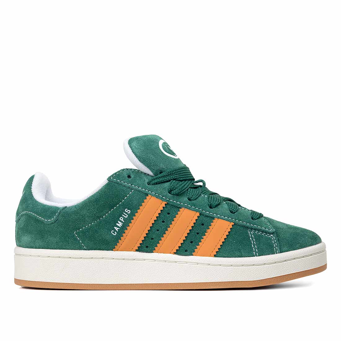 Adidas campus color verde con bande arancione