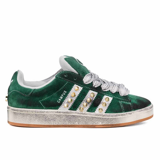 adidas campus color verde con borchie  oro