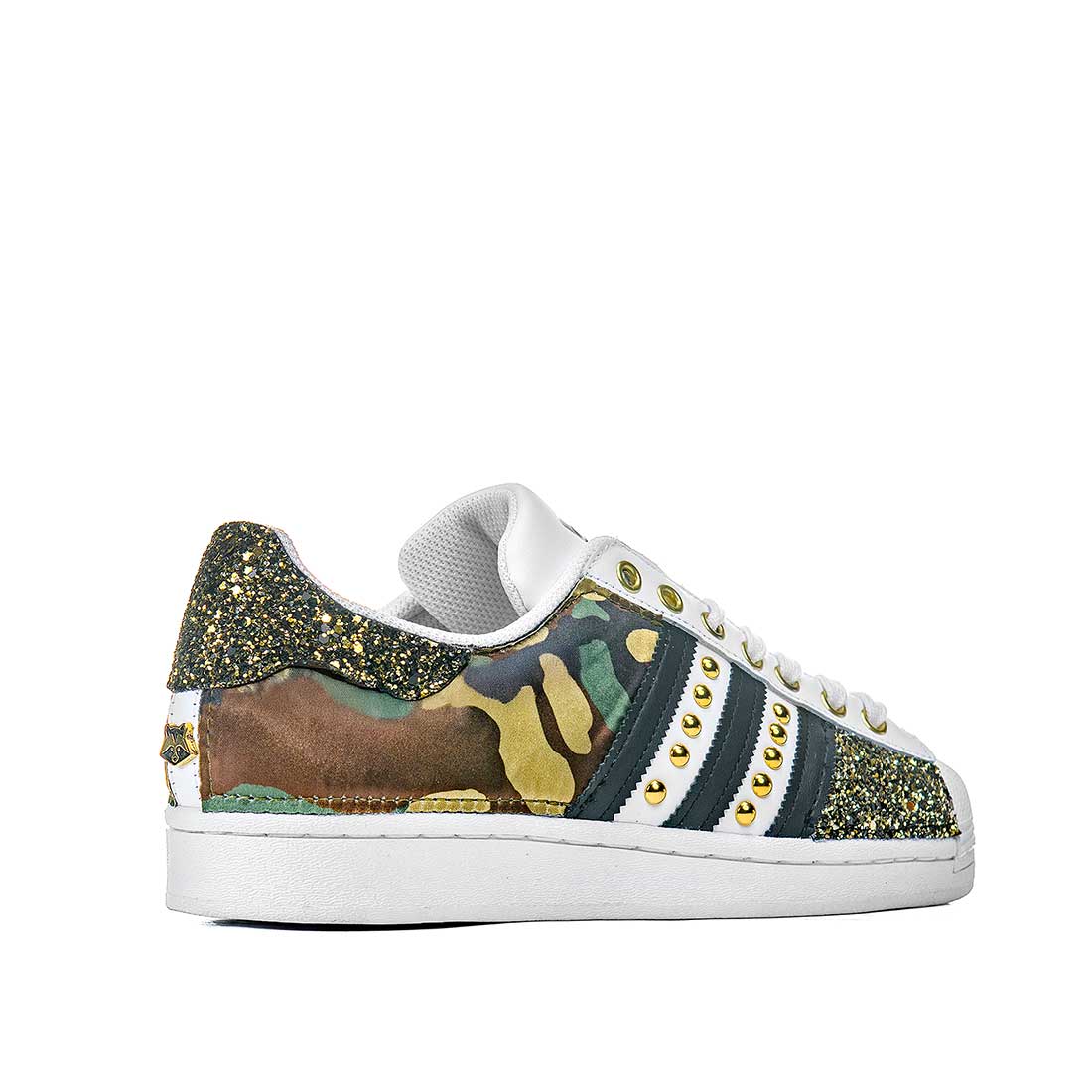 adidas mimetiche color verde e marrone con glitter e borchie