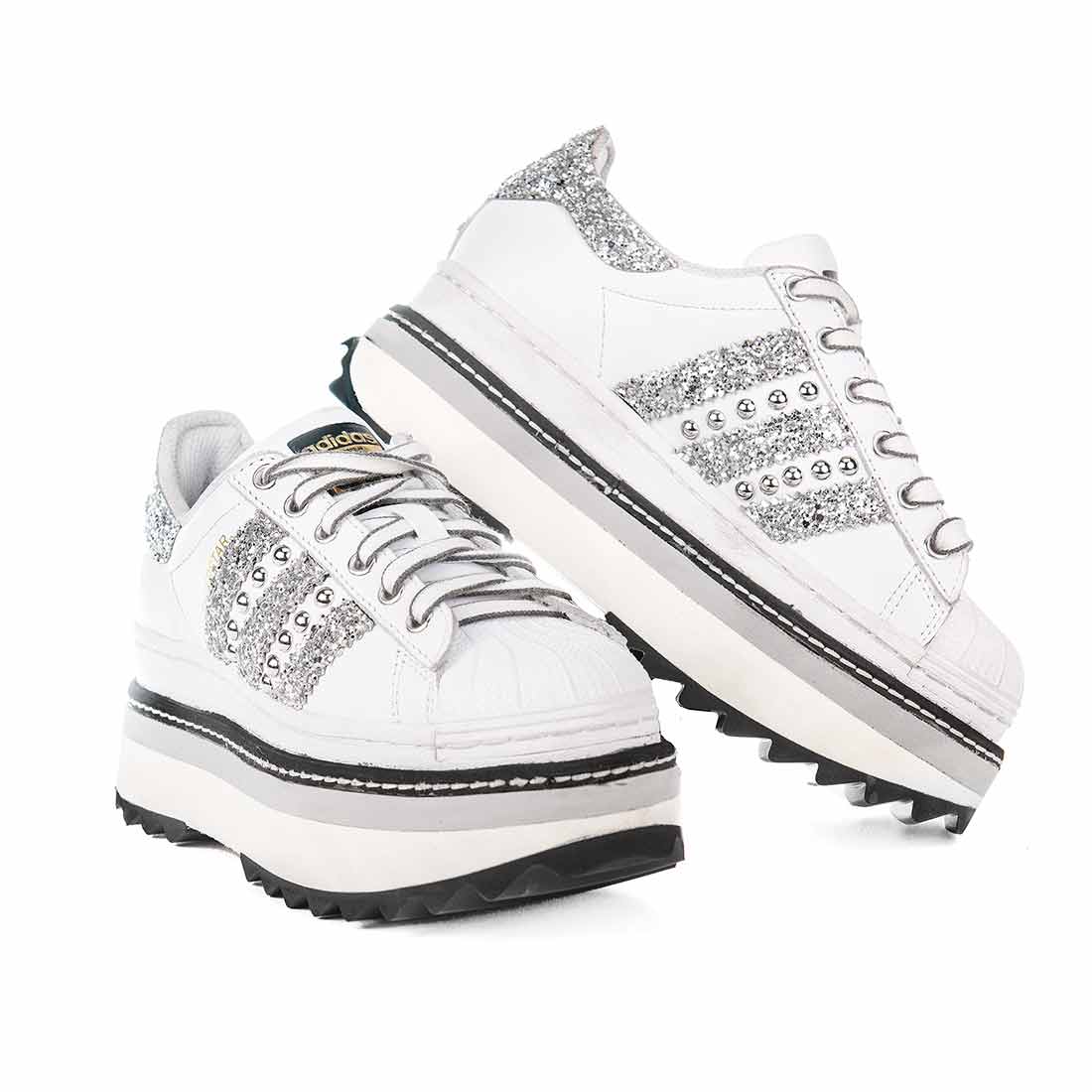 adidas platform con glitter e borchie
