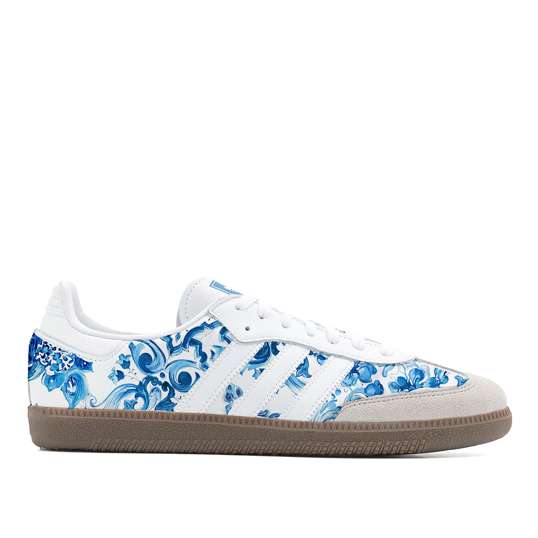 Adidas samba stampa maioliche mediterranee color blu e bianco