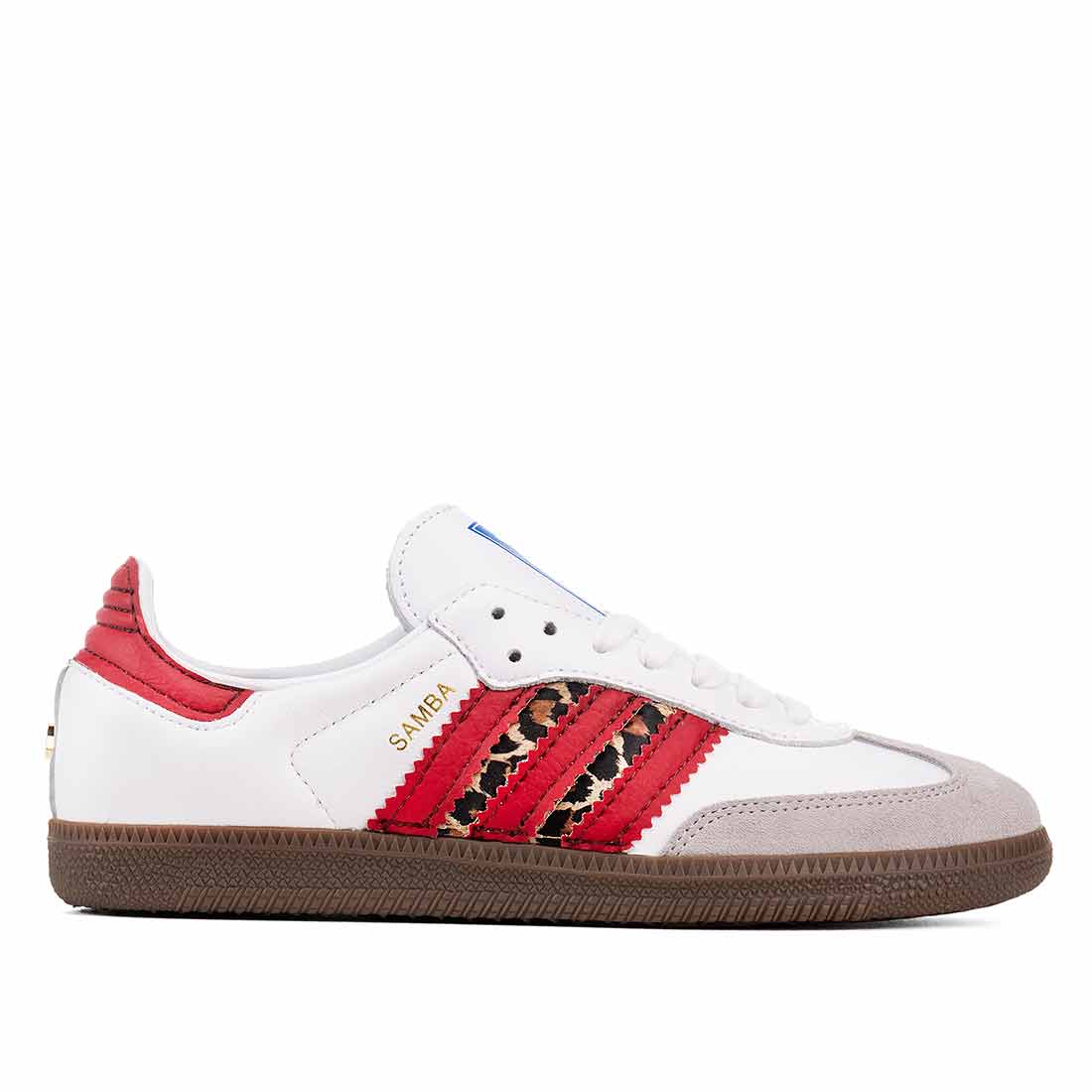 Adidas Samba con bande leopardate e rosse