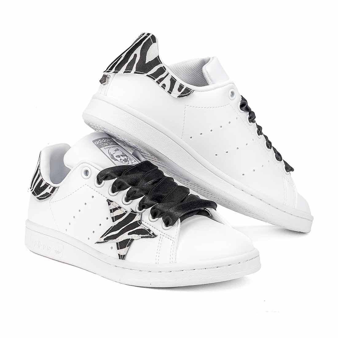 adidas con stella zebrata animalier lacci in raso nero