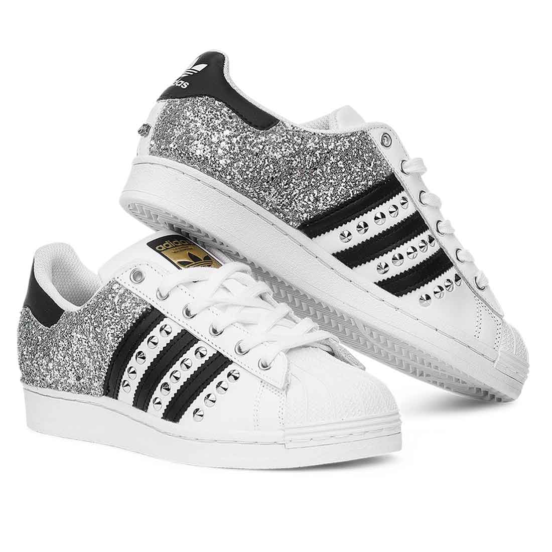 Adidas Superstar Borchiate con Glitter Argento - Outlet