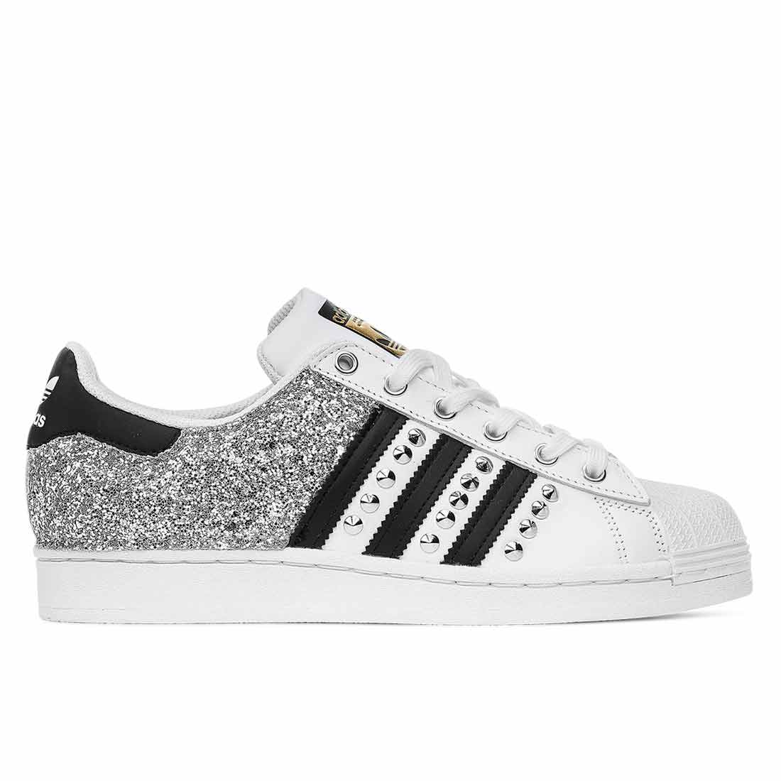 Adidas Superstar Borchiate con Glitter Argento - Outlet