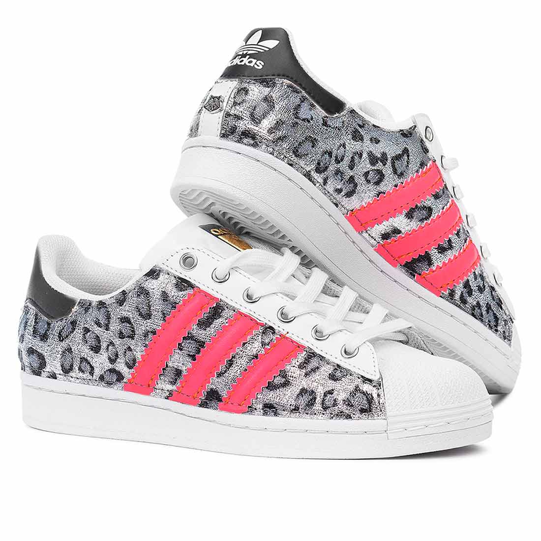 Adidas Superstar Leopardate Argentate Rosa Fluo - Outlet