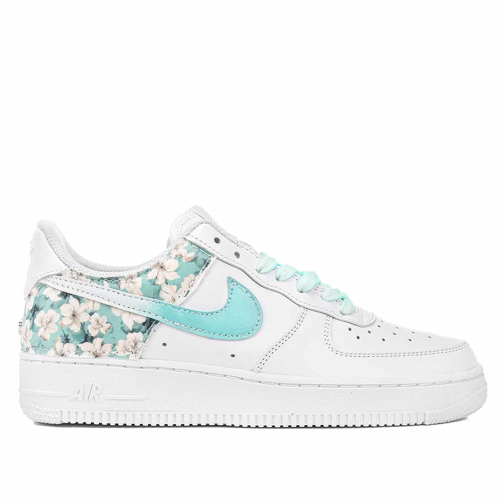 Nike Air Force One Jordan Scarpe Donna Verde Acqua Nike AF1 Fiori