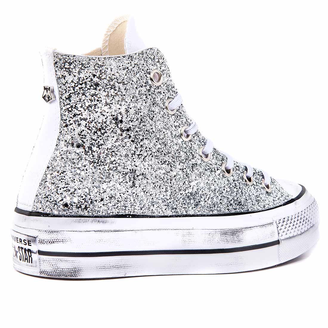 Converse Platform con Glitter Argento - Alte - Outlet