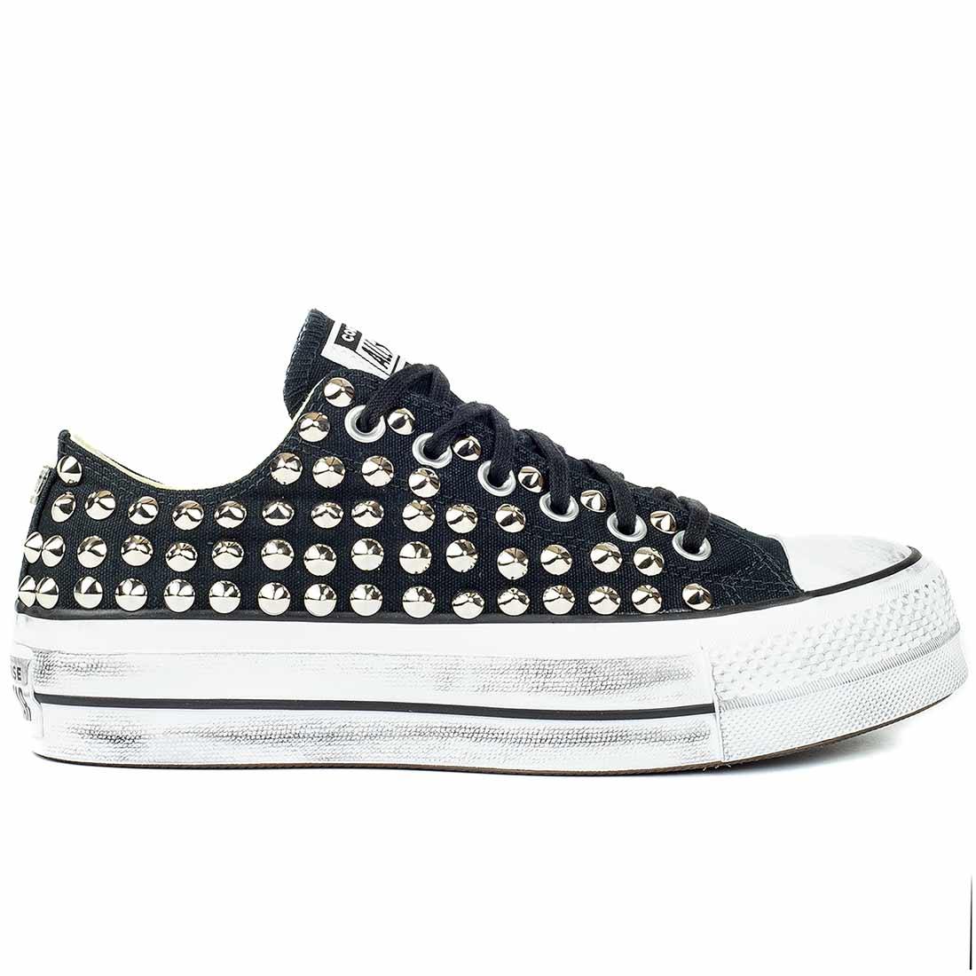 Converse All Star con Borchie - Basse suola Platform - Nere - Outlet