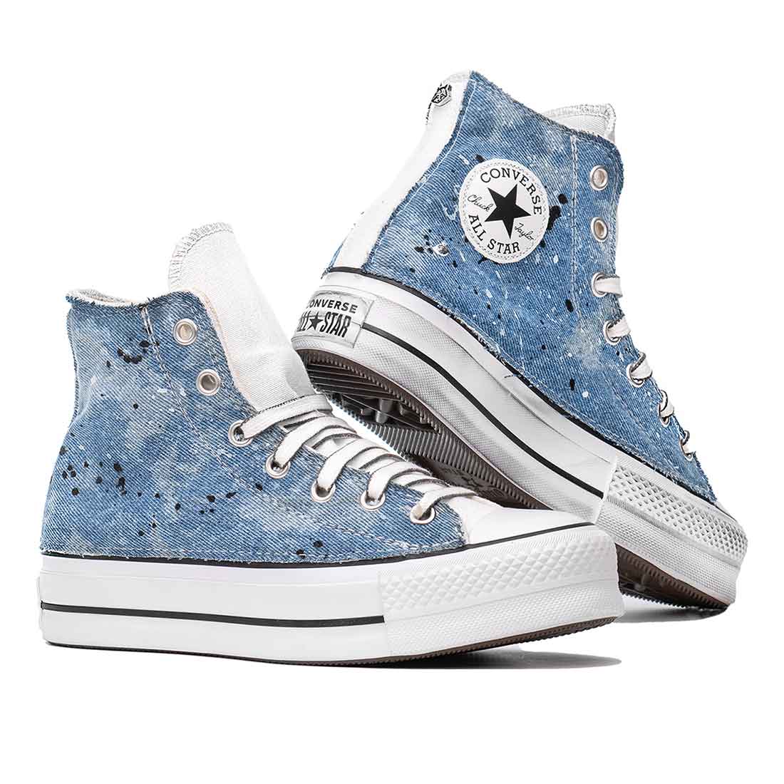Converse All Star Platform Bianche in Jeans1