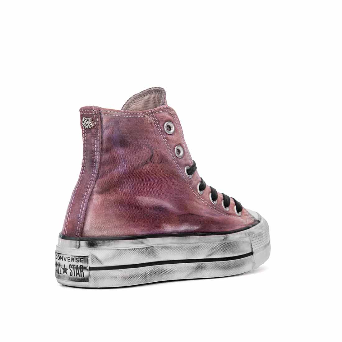 All star platform color burgundy con effetto dirty