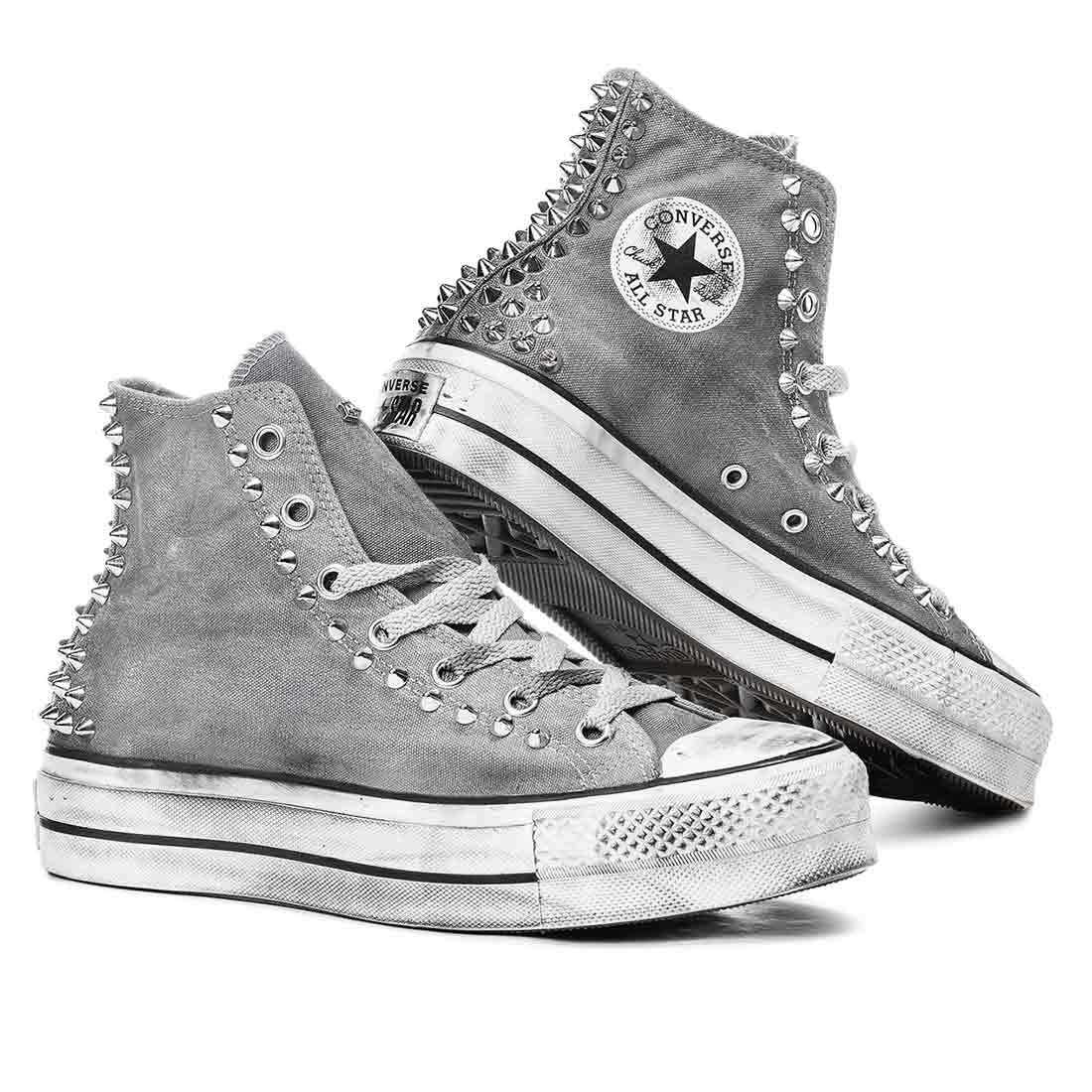 Con Borchie Scarpe All Star Suola Alta Converse All Star Bianche