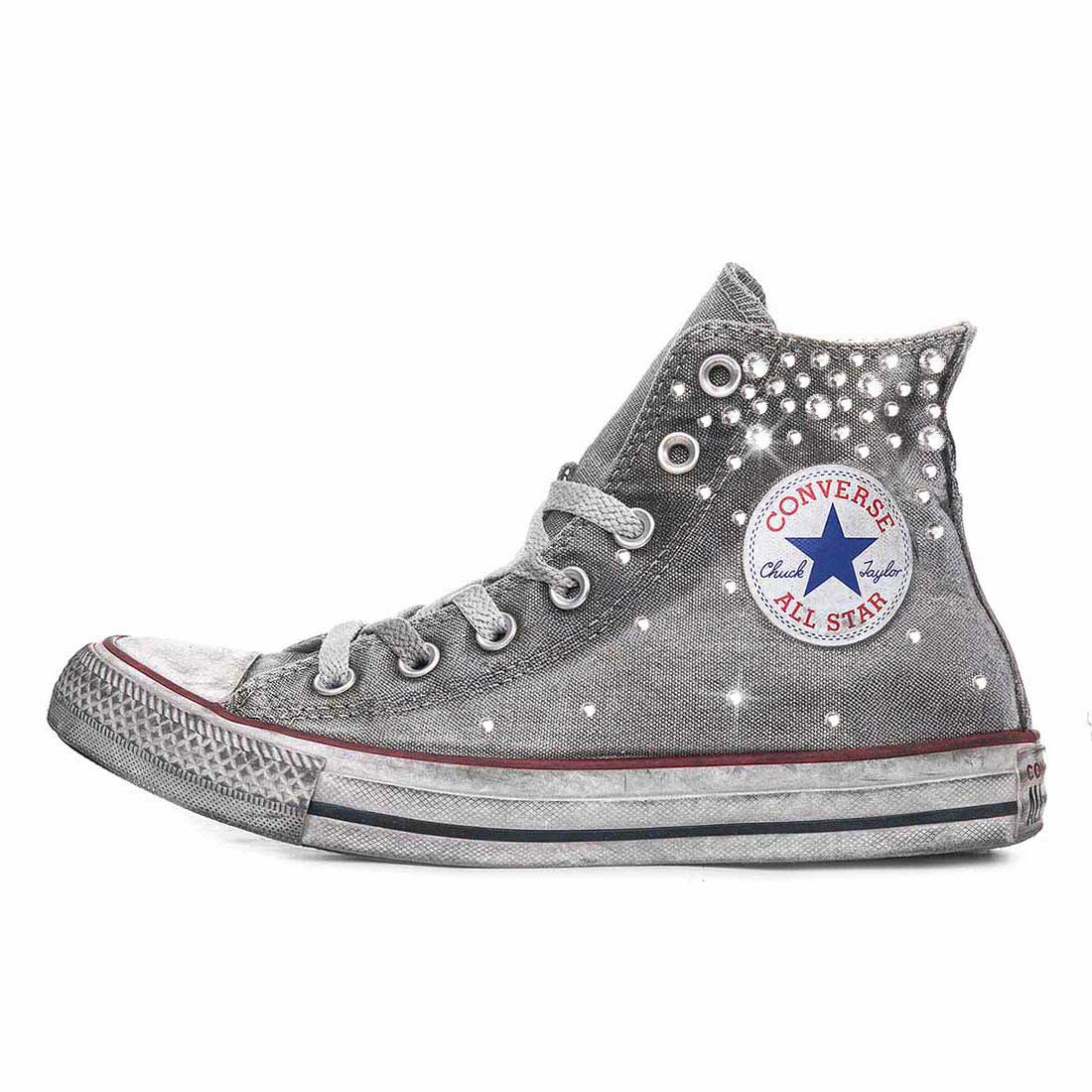 Converse All Star Grigie Delavè con Brillantini - Outlet