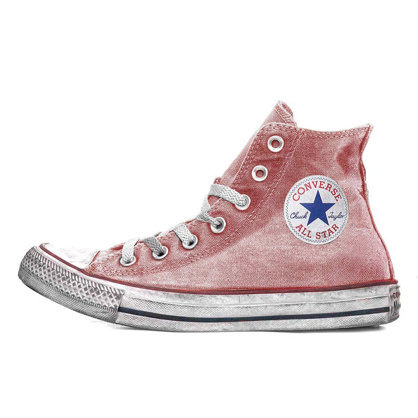 All star effetto vintage stone washed delavato rosso