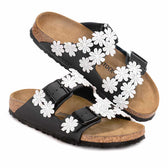 Personalizzazione Birkenstock Arizona Nere con Fiori Bianchi - Outlet