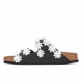 Personalizzazione Birkenstock Arizona Nere con Fiori Bianchi - Outlet