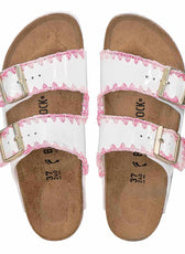 Birkenstock Arizona Bianche con ricamo colore rosa