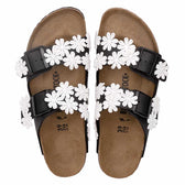 Personalizzazione Birkenstock Arizona Nere con Fiori Bianchi - Outlet