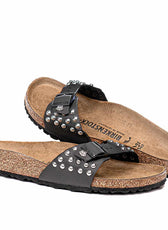 Ciabatte Birkenstock nere con Borchie a sfera argento