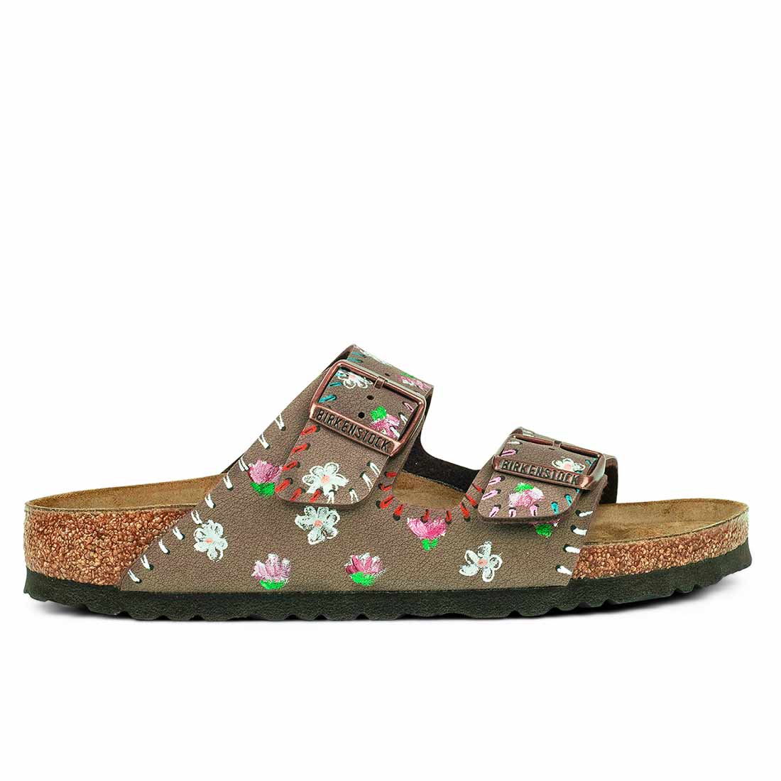 Personalizzazione Birkenstock Arizona Marroni con Fiorellini dipinti - Outlet