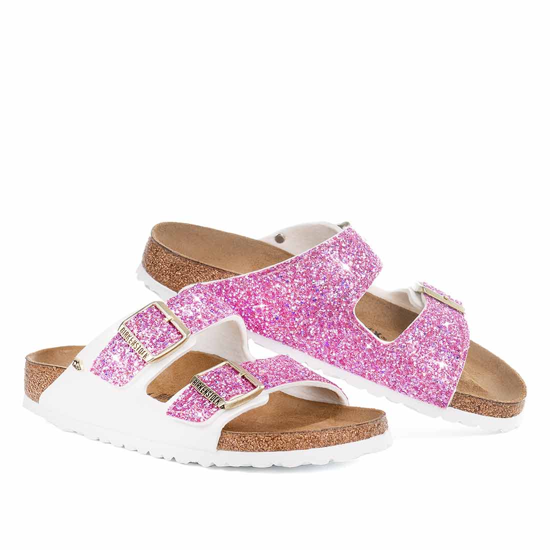 Personalizzazione Birkenstock Arizona Bianche - Glitter Fucsia - Outlet