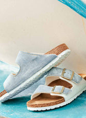 Birkenstock arizona bianche con tessuto denim jeans 