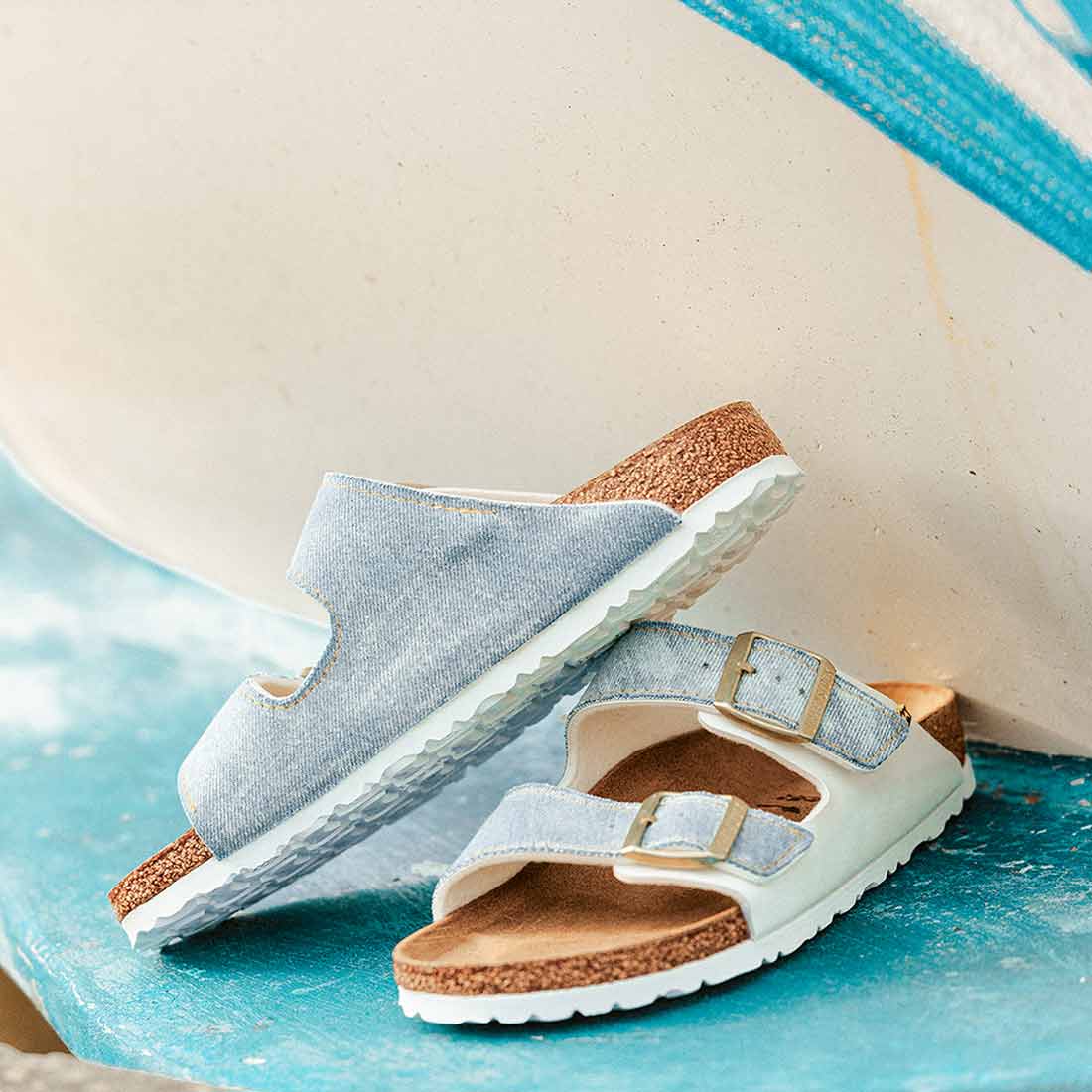 Personalizzazione Birkenstock Arizona Bianche in Jeans Denim - Outlet