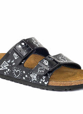 Personalizzazione Ciabatte Birkenstock Arizona Dipinte a mano - Nere - Outlet