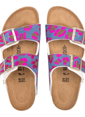 Birkenstock arizona in denim jeans leopardate color fucsia 