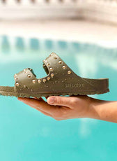 Birkenstock eva verde kaki con borchie oro