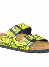 Sandali Birkenstock modello Arizona pitonate colore giallo neon