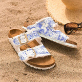 Personalizzazione Birkenstock Arizona Bianche Blu stile Capri - Outlet
