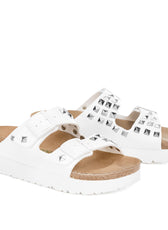 birkenstock bianche platform con borchiette argento