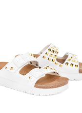 birkenstock bianche platform con borchiette oro