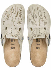 Birkenstock boston taupe con fiori incisi a mano