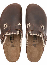 Birkenstock boston color marrone ricamate a mano