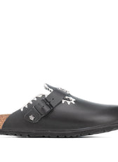 Birkenstock boston nere con crochet bianco ricamato a mano 