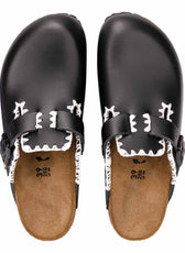 Birkenstock boston nere con ricamo bianco fatto a mano