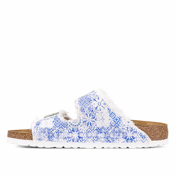 Sandalo birkenstock bianco azzurro e blu stile capri