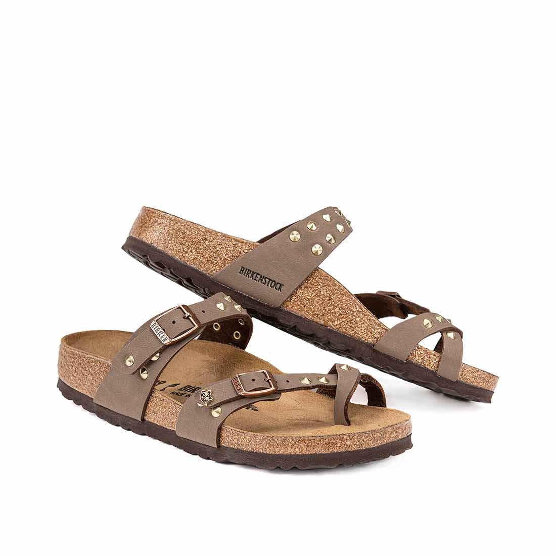 Sandali Birkenstock mayari mocca con borchie oro