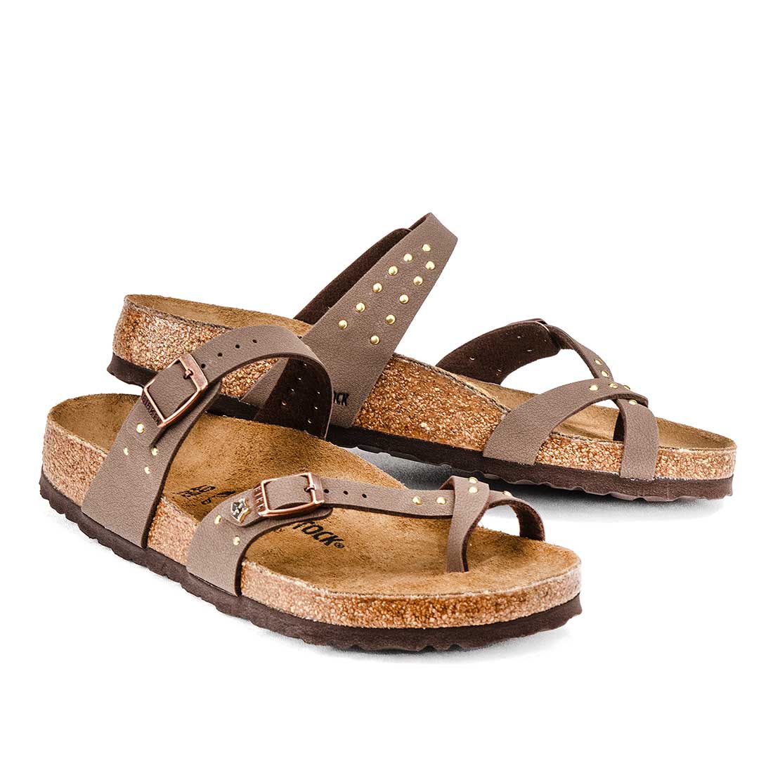 Sandali Birkenstock mayari mocca con micro borchie oro