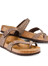 Sandali Birkenstock mayari mocca con micro borchie oro