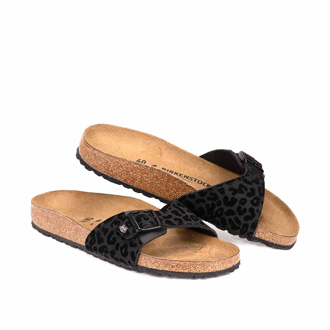 Birkenstock animalier leopardato nero su nero